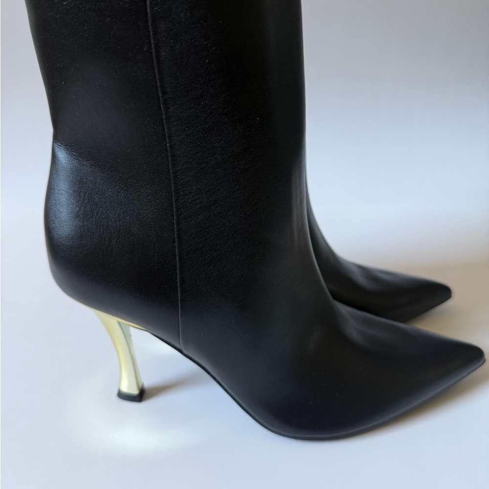 Nine West Black Heeled Boots with Metallic Accent NWOT